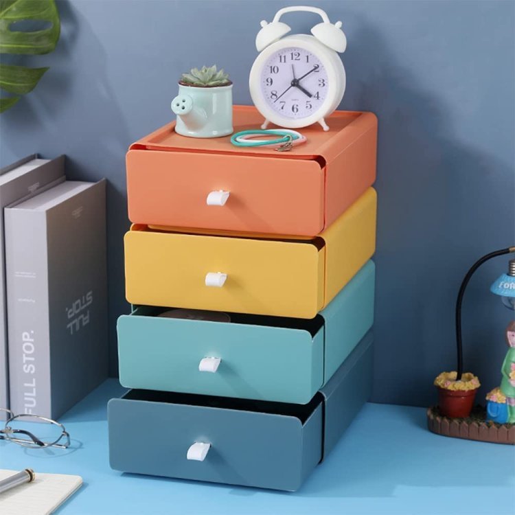 4-Piece Stackable Desk Storage Drawers